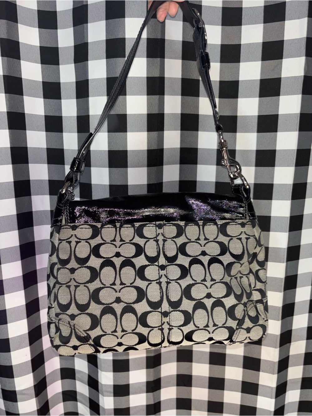 Coach Y2K Bleecker Black and Grey Signature Shoulder Bag 2008 - Picture 2 of 9